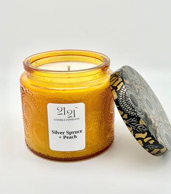 Silver Spruce & Peach Candle